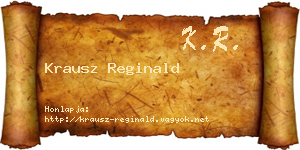 Krausz Reginald névjegykártya